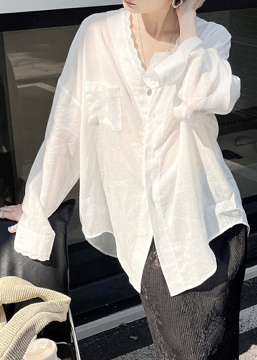 Robe légère blanche estivale en soie - EasyApparels