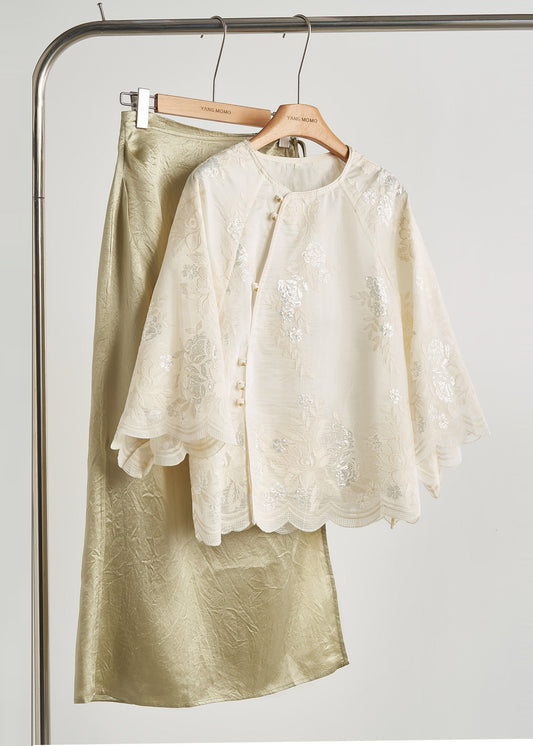 Grand chemisier blanc en soie brillant à manches courtes - EasyApparels