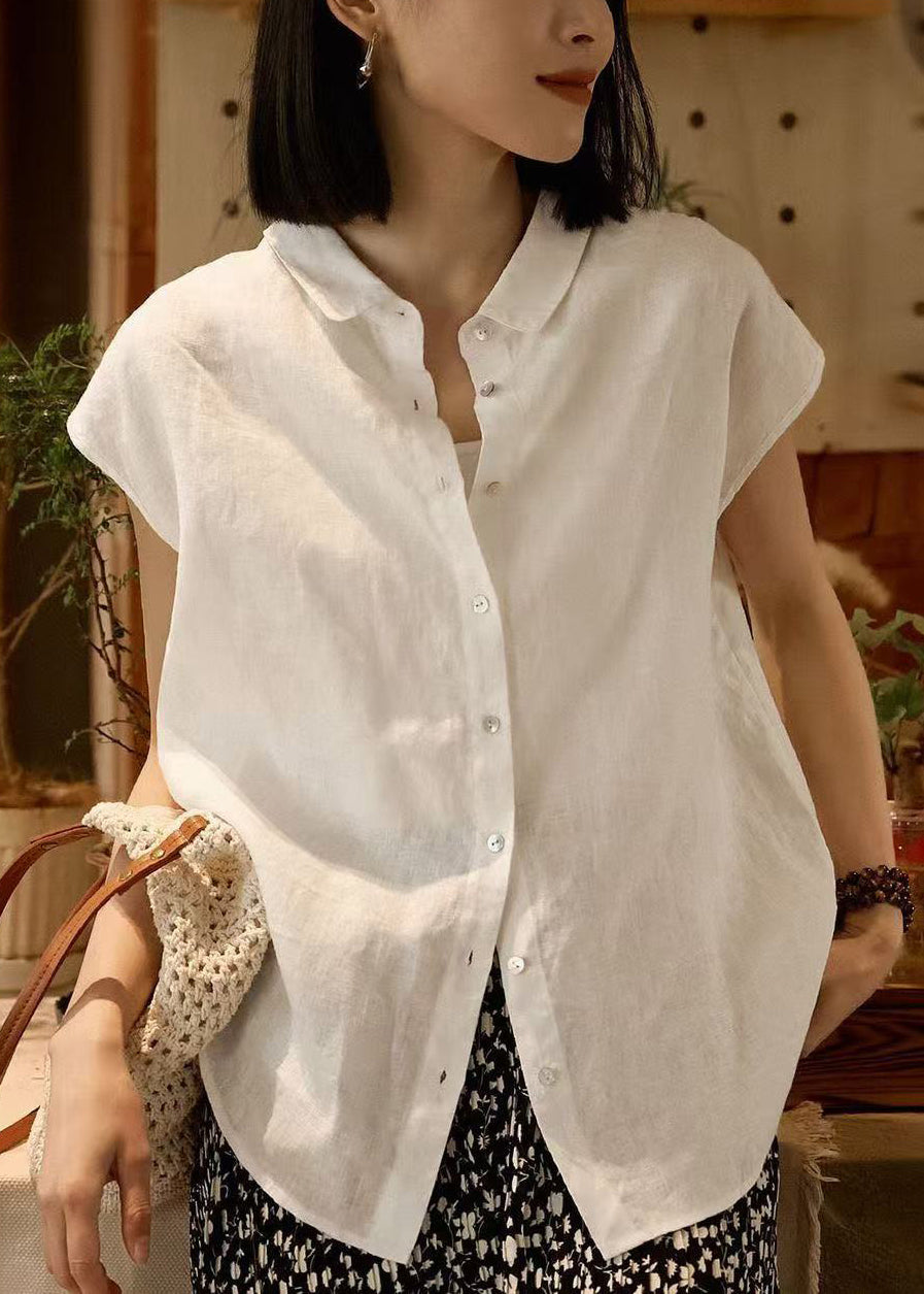 Chemise blanche légère en lin pour femme été - EasyApparels