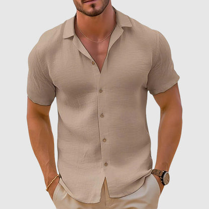 Chemise Homme Coton Court Manches Boutons Blanc - BerlinGlamour