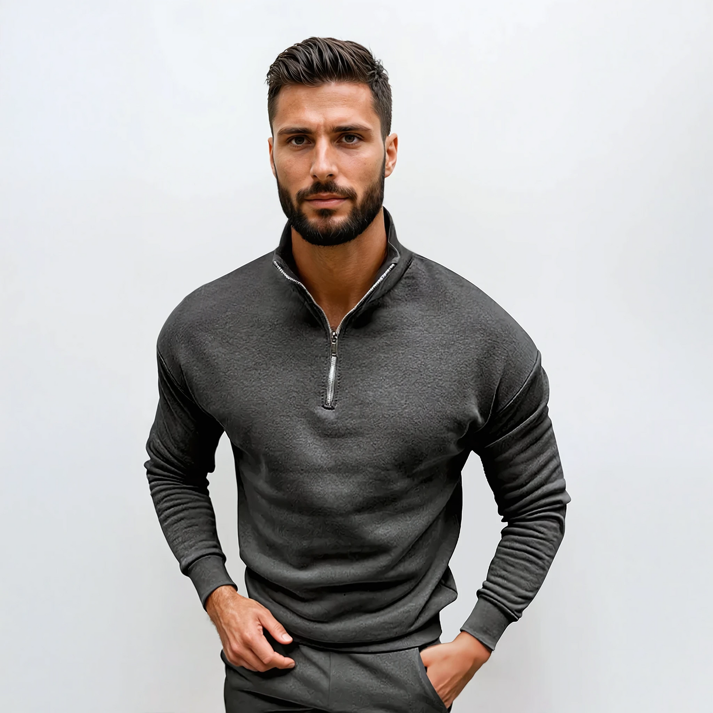 Pull Homme Slim Demi-Zip – Doux et Confortable pour Hiver