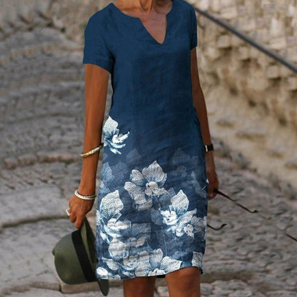 Robe Été Florale Legère avec Tissu Doux et Décolleté Féminin