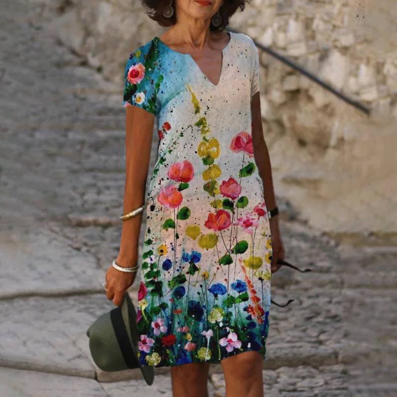 Robe Été Florale Legère avec Tissu Doux et Décolleté Féminin - PanierRoyale