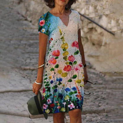 Robe Été Florale Legère avec Tissu Doux et Décolleté Féminin - PanierRoyale