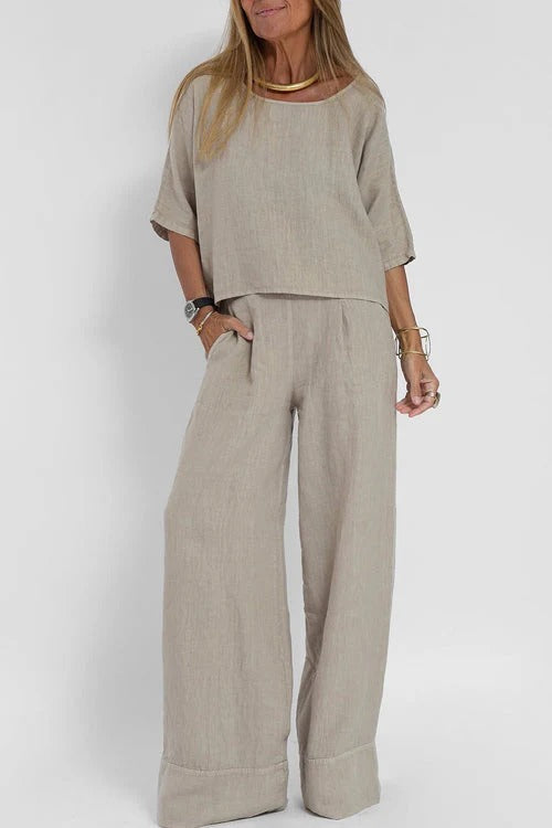 Ensemble Femme Décontracté : Haut Court et Pantalon Confortable