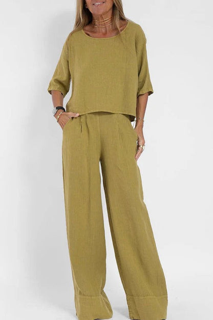 Ensemble Femme Décontracté : Haut Court et Pantalon Confortable