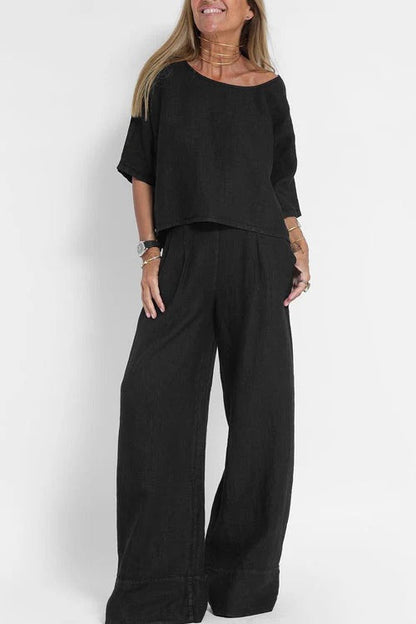 Ensemble Femme Décontracté : Haut Court et Pantalon Confortable