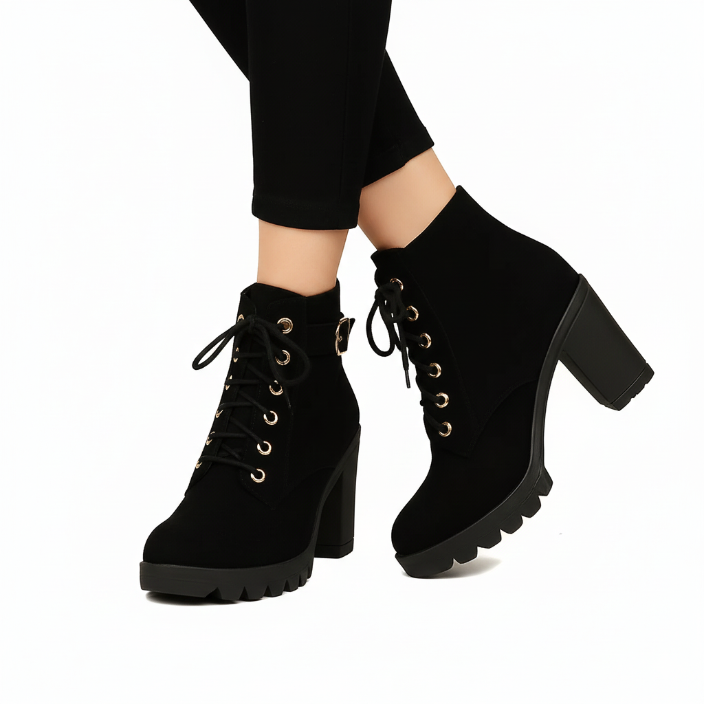 Bottines Femme Chic à Talon Haut et Boucle Or