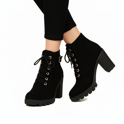 Bottines Femme Chic à Talon Haut et Boucle Or