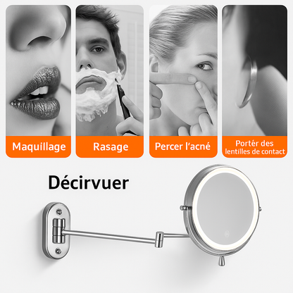 LumiReflex™ – Miroir Grossissant LED Rechargeable Salle de Bain & Maquillage