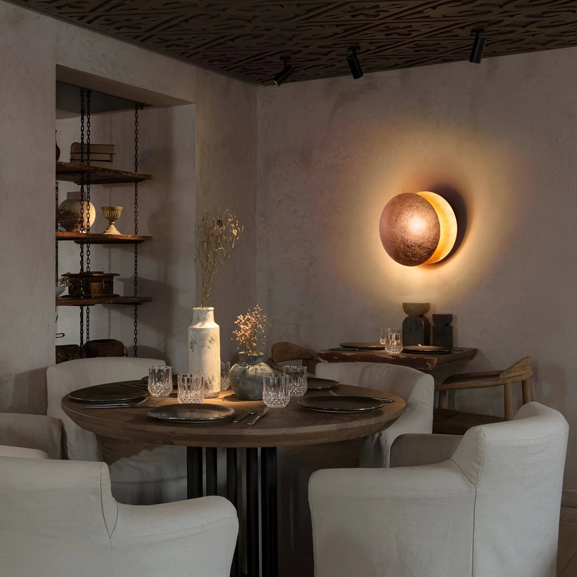 LunarGlow™ – Applique Murale Design Métal Argenté Éclairage Ajustable