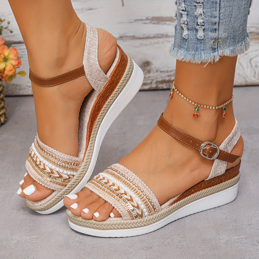 Lunaria™ – Sandales Femmes Confortables à Talon Compensé avec Strass Chic Été