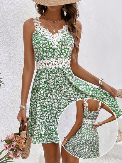 Lunea™ – Robe Bohème Chic à Fleurs Courte Sans Manche et Dos Nu Été