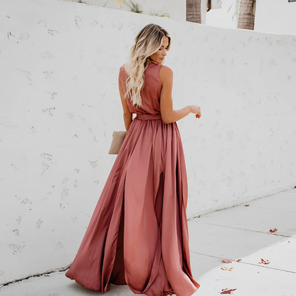 Lunesia™ – Robe Longue de Soirée Chic et Fluide Sans Manche