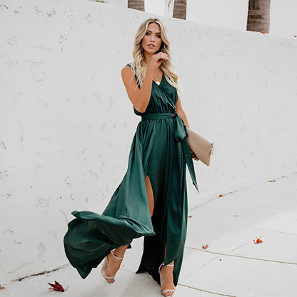 Lunesia™ – Robe Longue de Soirée Chic et Fluide Sans Manche
