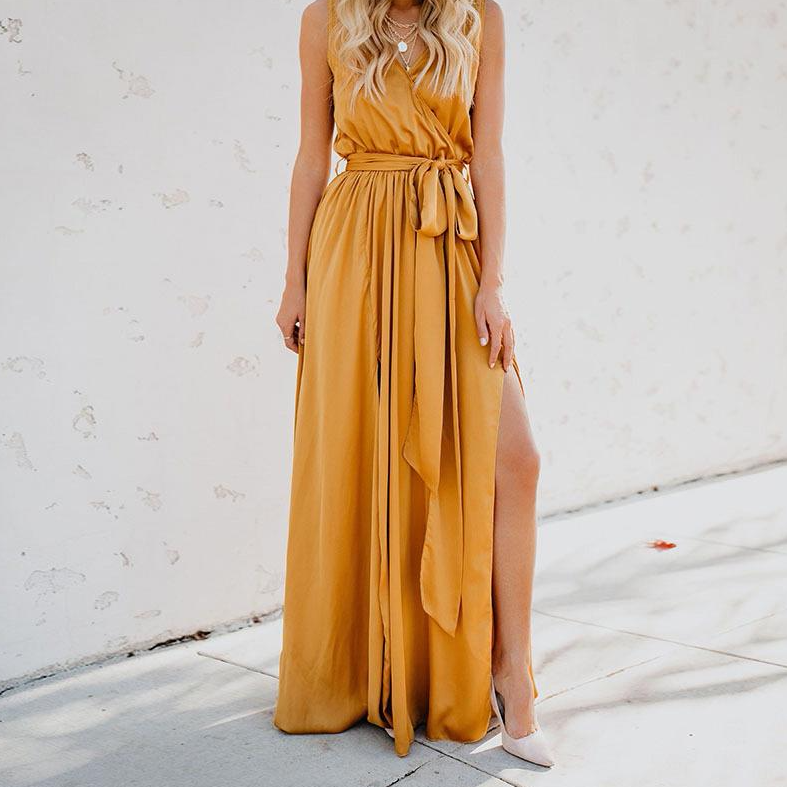 Lunesia™ – Robe Longue de Soirée Chic et Fluide Sans Manche
