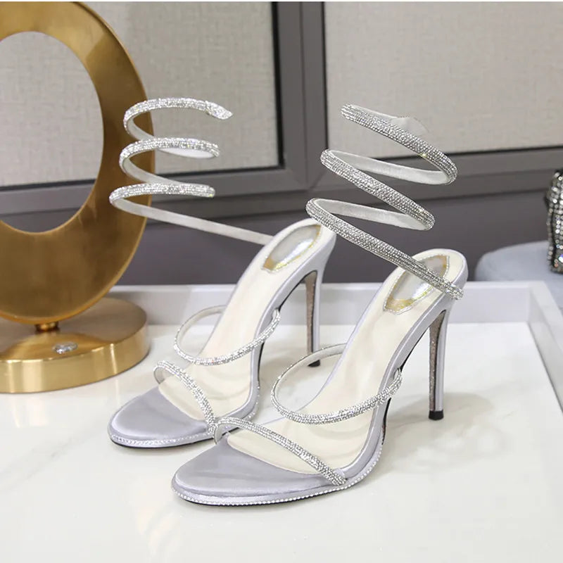 Sandales Femmes Cuir Brillant avec Strass