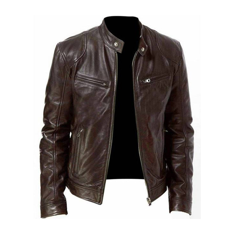 Blouson Moto Cuir Vintage pour Homme