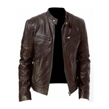 Blouson Moto Cuir Vintage pour Homme
