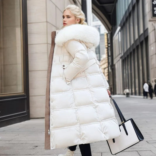 Manteau Femme Hiver Long Doublé avec Manches Longues - PanierRoyale