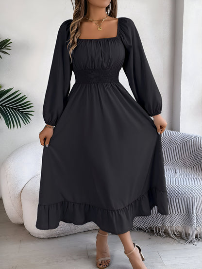 Robe femme bleu marine élégante manches longues
