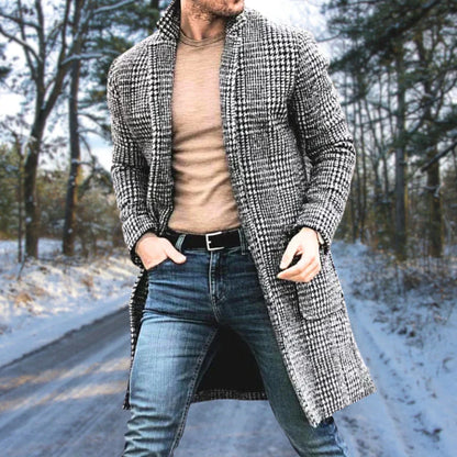 Manteau mi-long à carreaux élégant pour homme