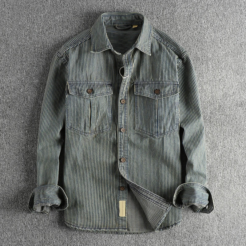 Chemise Denim Homme Vintage Style Décontracté