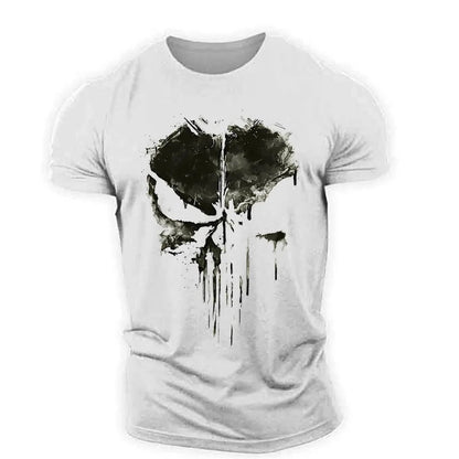 T-Shirt Noir Tête de Mort Homme Décontracté