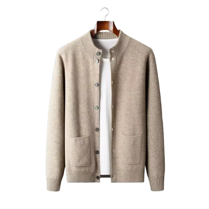 Cardigan Homme en Laine Mélangée avec Poches et Capuchon