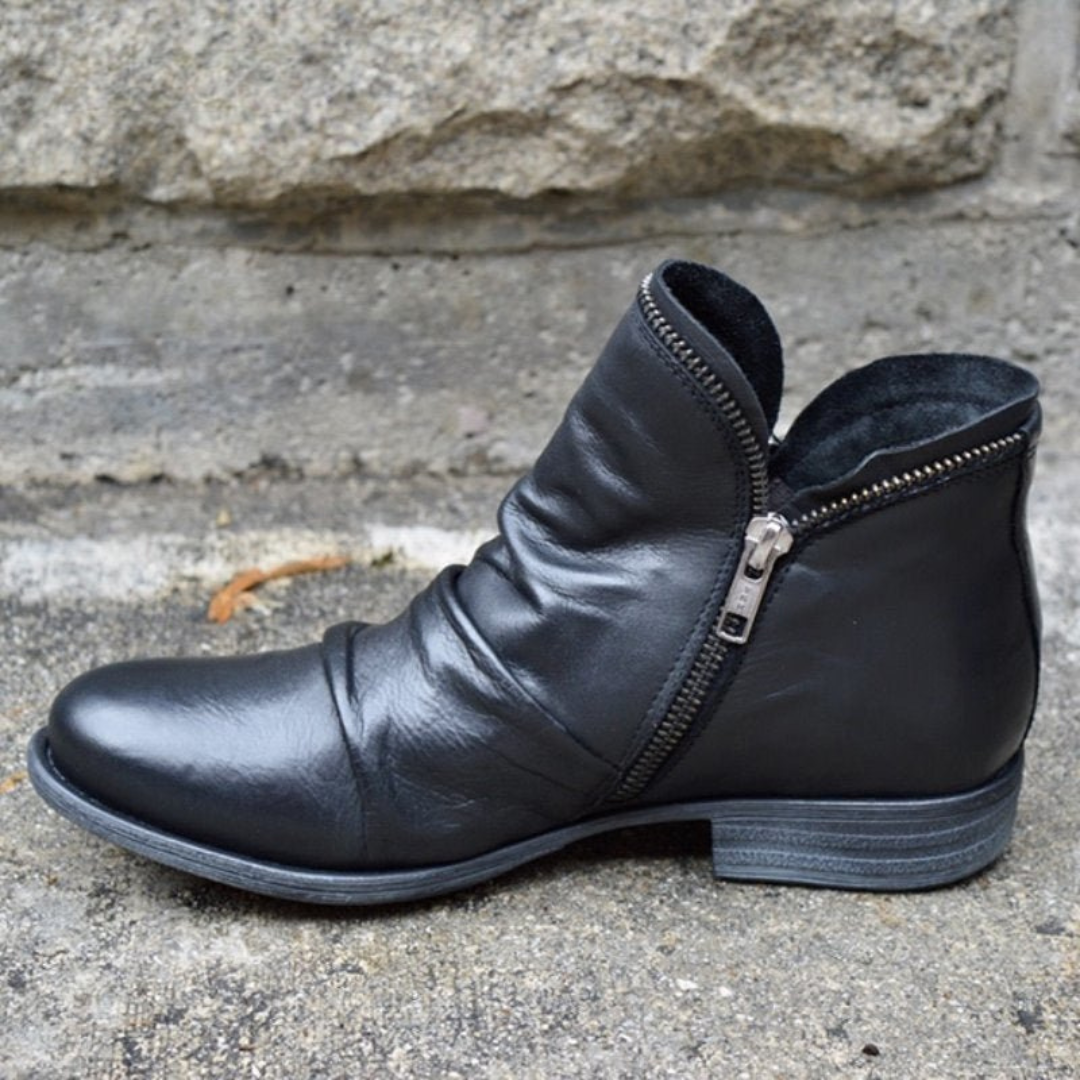 Bottines Femmes Cuir Noir Élégantes avec Semelle Confortable