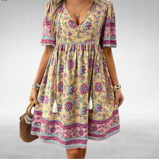 Robe Bohème Imprimé Fleurs Été - PanierRoyale