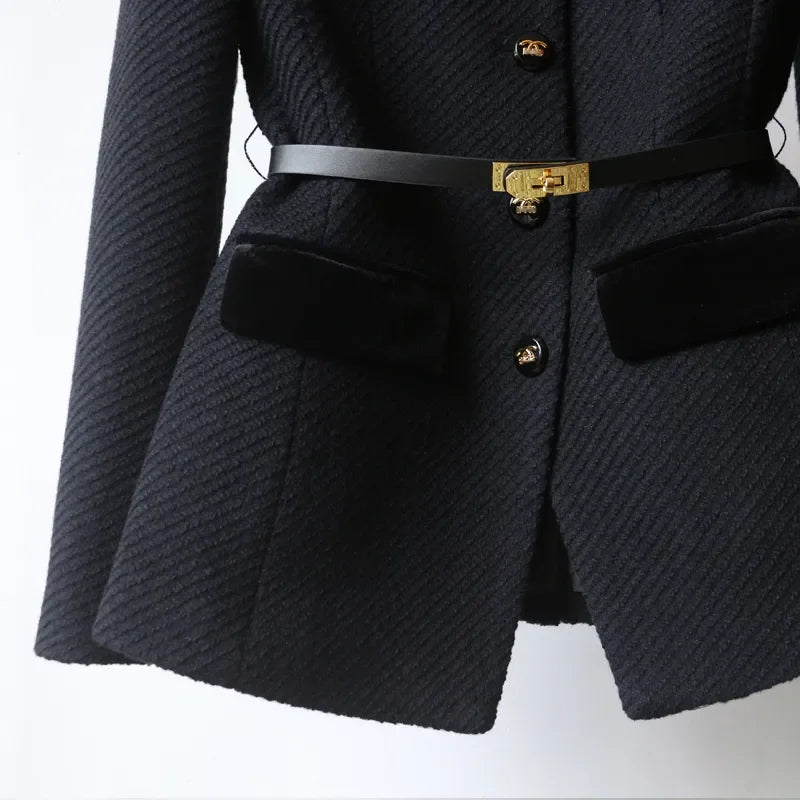Manteau Femme Élégant en Laine Classique