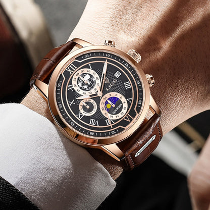 Montre Chronographe Cuir Homme Élégante