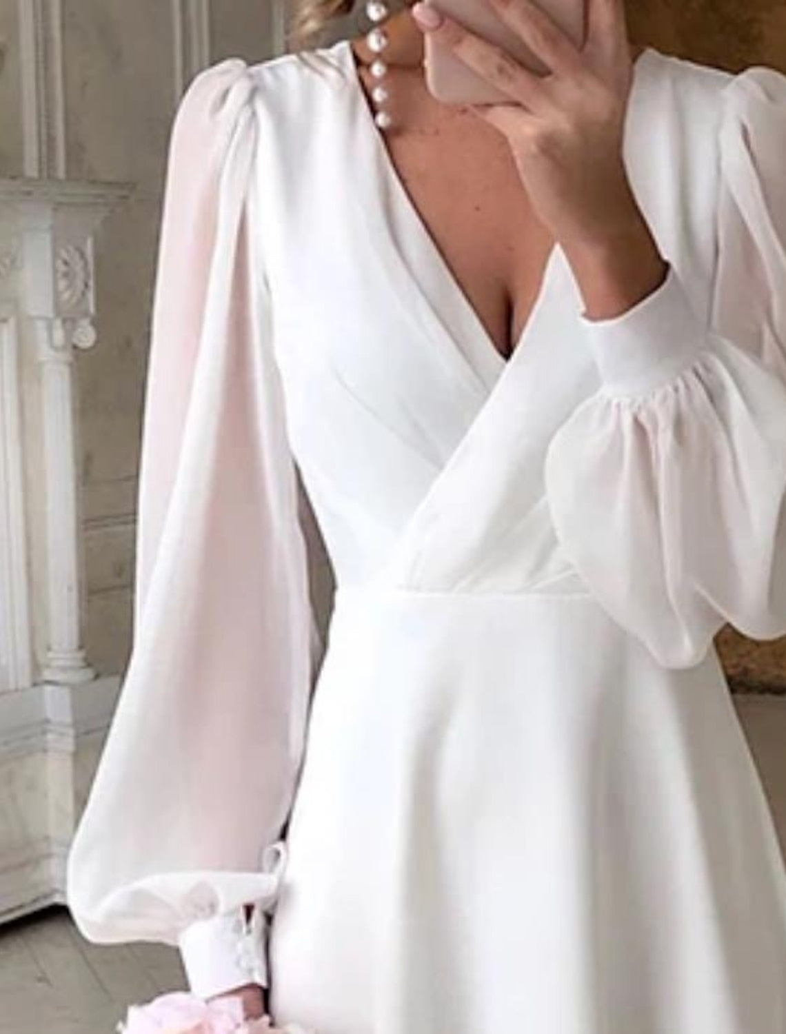Robe de Mariée Élégante à Manches Longues en Dentelle