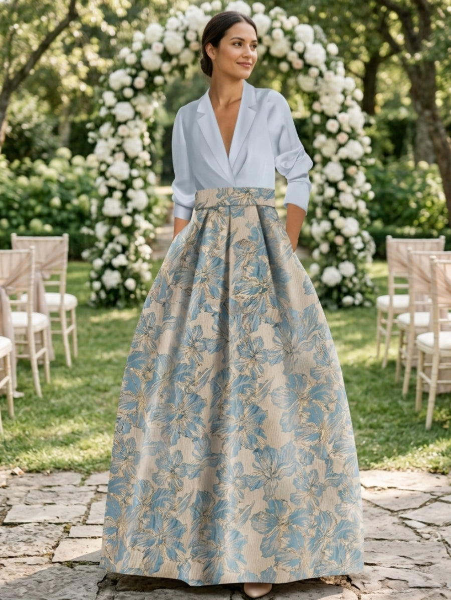 Robe Longue Femme Col Chemise Coupe A-Line Imprimé Floral
