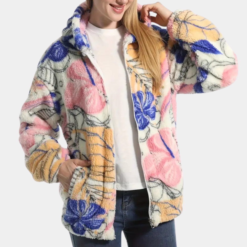 Veste à capuche à motif floral