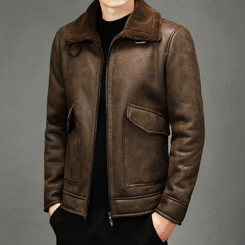 Blouson Cuir Homme Vintage Élégant