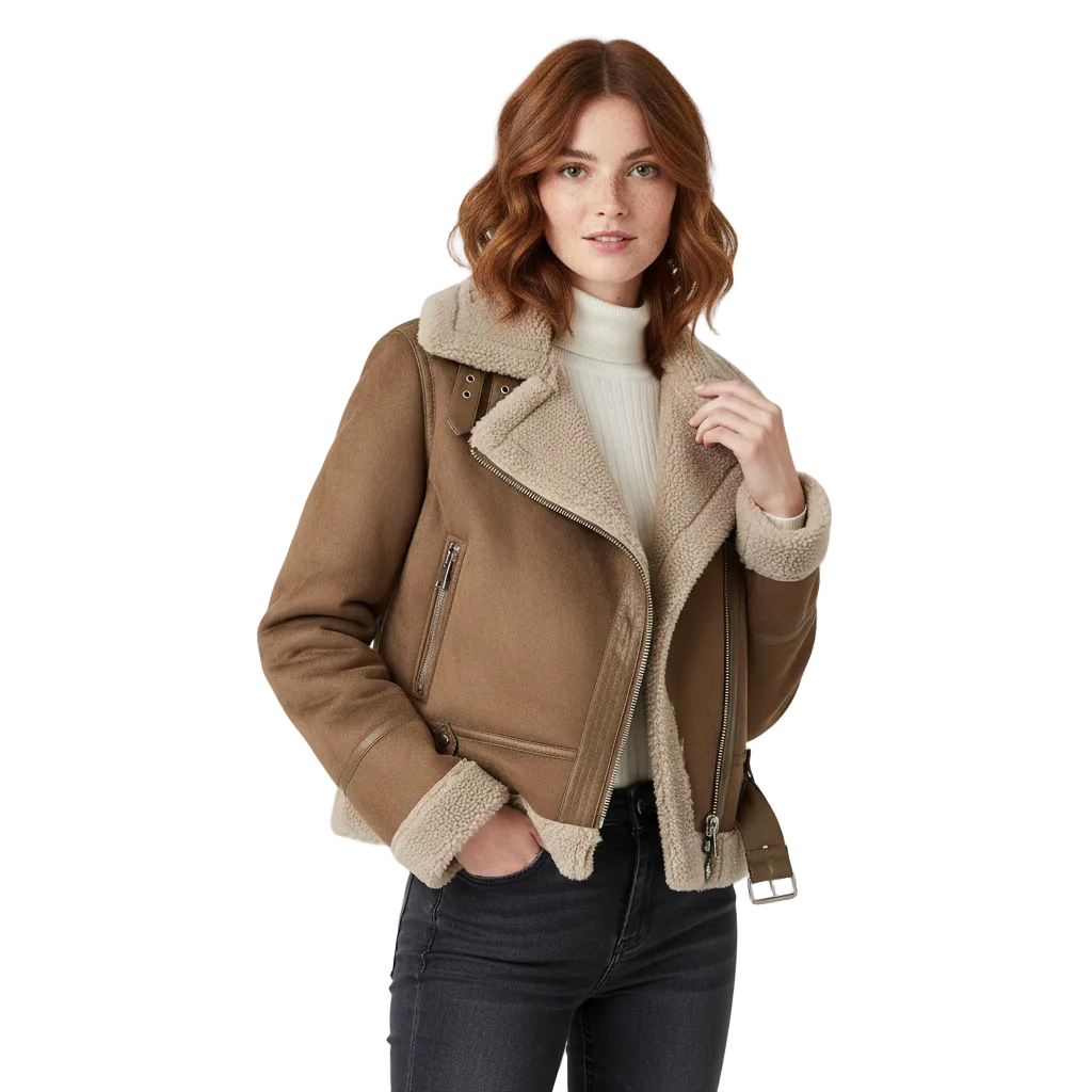 Blouson Femme Cuir Doublé Fourrure Élégant Rock - PanierRoyale