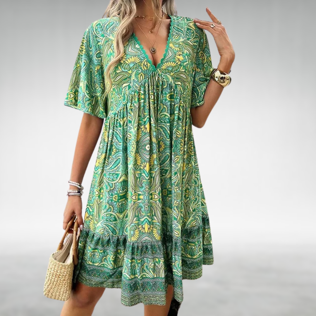 Robe Été Bohème Paisley Courte Féminine