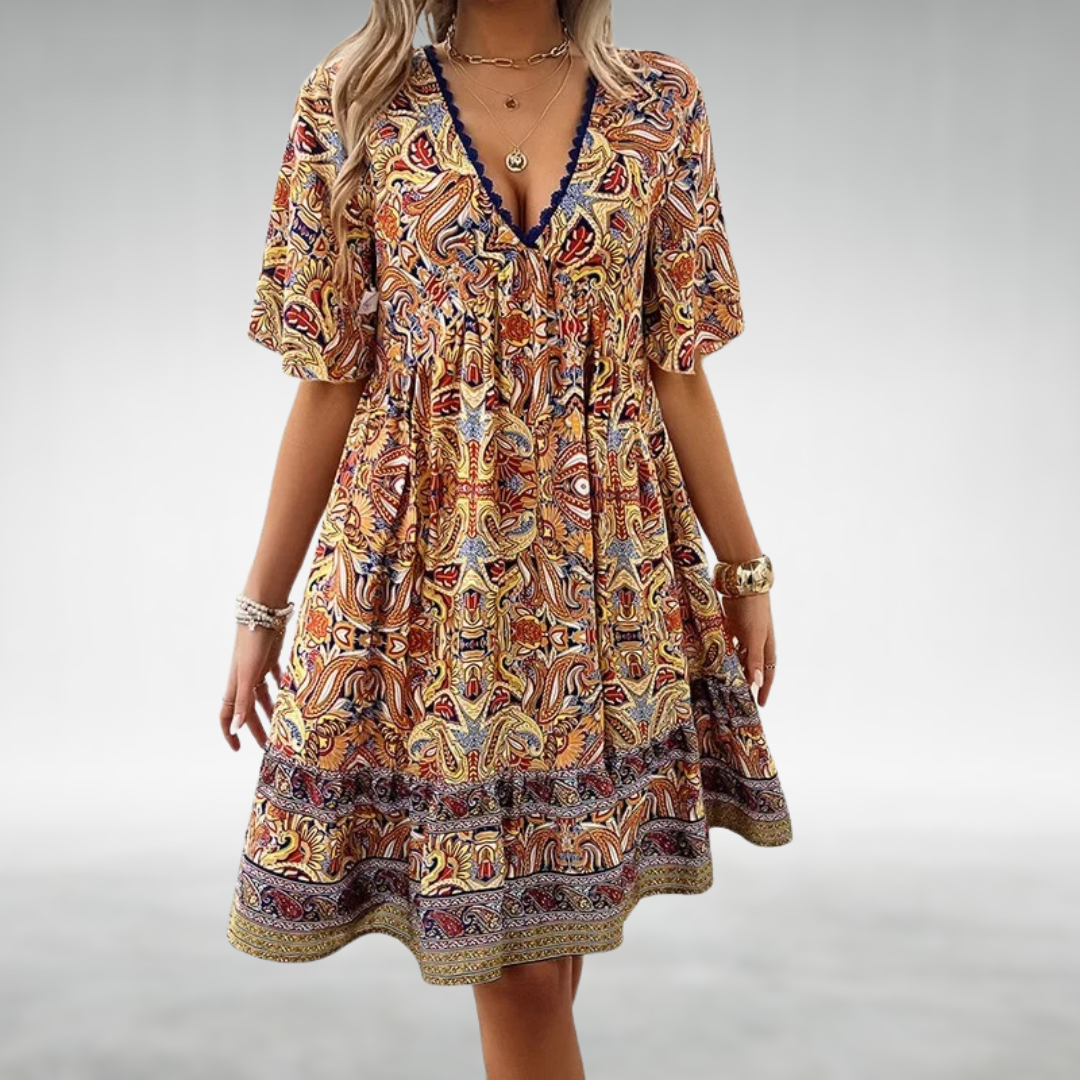 Robe Été Bohème Paisley Courte Féminine - BerlinGlamour