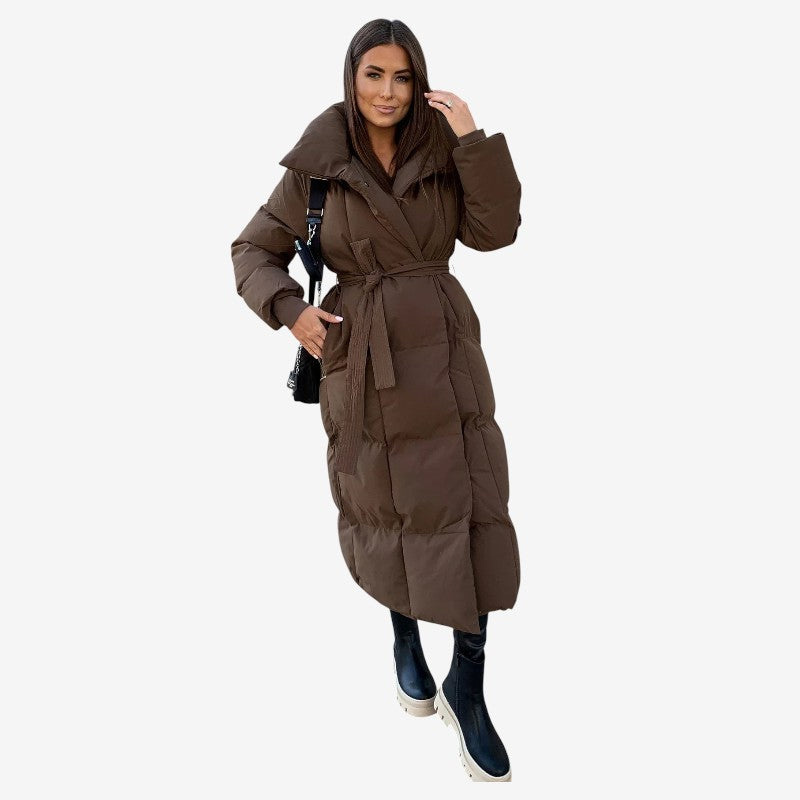 Manteau Femme Élégant Tailleur avec Ceinture et Col Montant