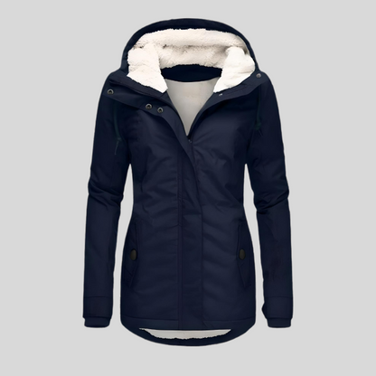 Manteau femme hiver chaud et léger avec capuchon gris