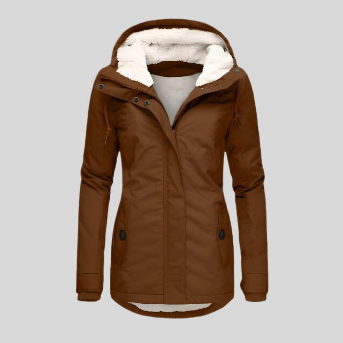 Manteau femme hiver chaud et léger avec capuchon gris
