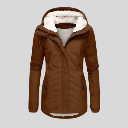 Manteau femme hiver chaud et léger avec capuchon gris