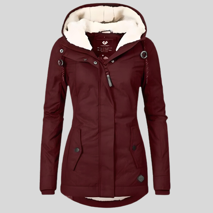 Manteau femme hiver chaud et léger avec capuchon gris