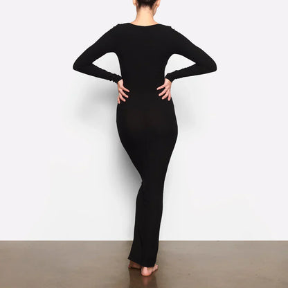 Robe Longue Noire Moulante Manches Longues