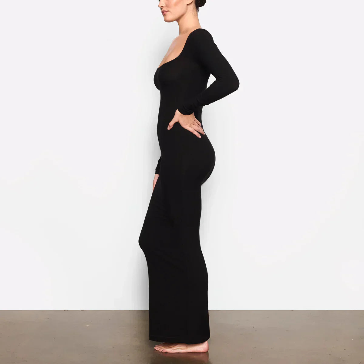 Robe Longue Noire Moulante Manches Longues