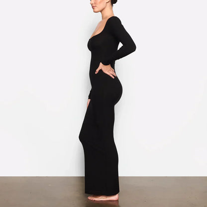 Robe Longue Noire Moulante Manches Longues