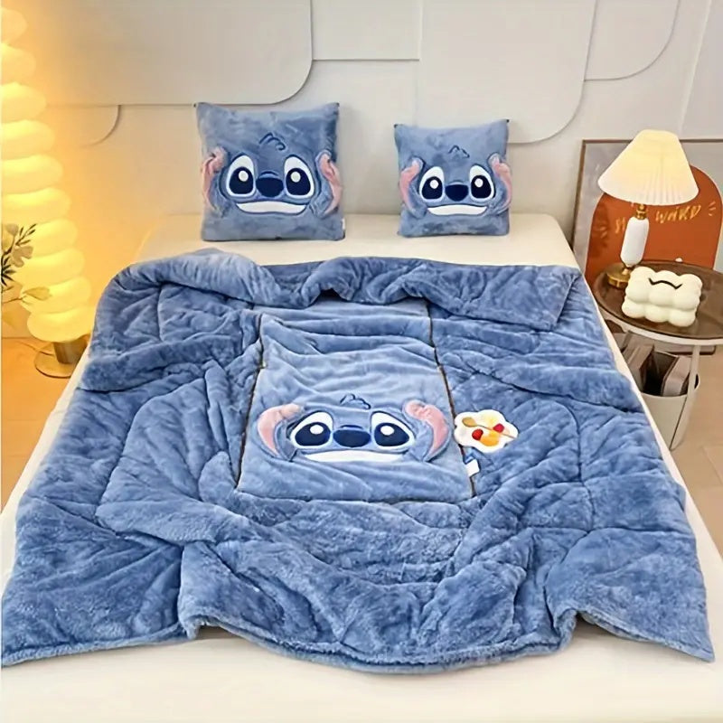 CuddleCloud™ 2-en-1 Coussin et Couverture Kawaii Multifonction