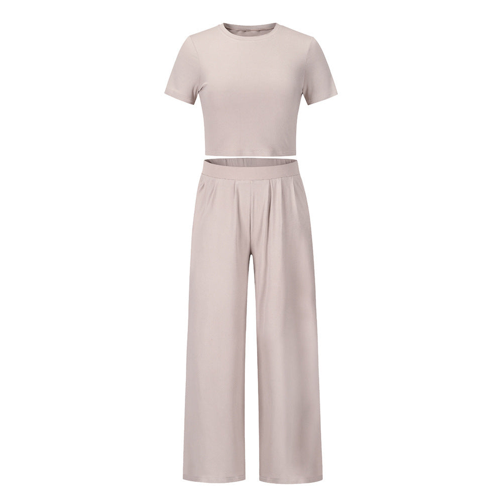 Robe de Soirée Élégante Two-Piece avec Top Court et Pantalon Large
